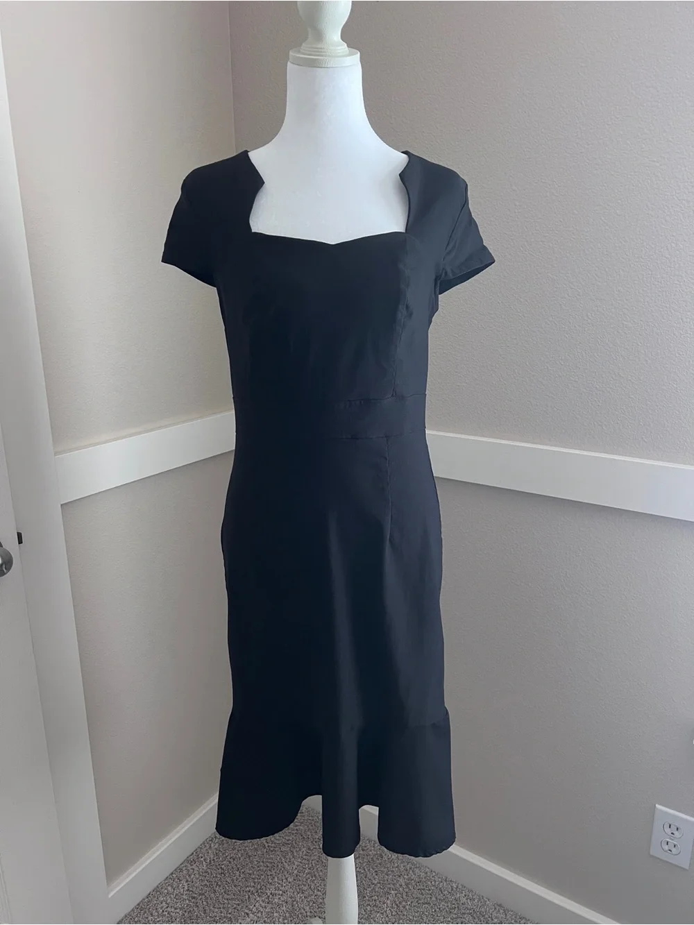 Grace Karin Vintage Black Cap Sleeve Sweetheart Neck Dress - Size Large